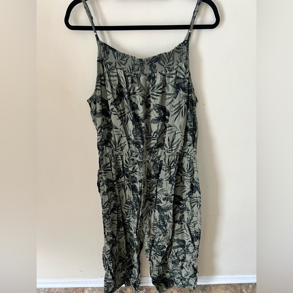 Old Navy Olive Green/Floral Jumpsuit